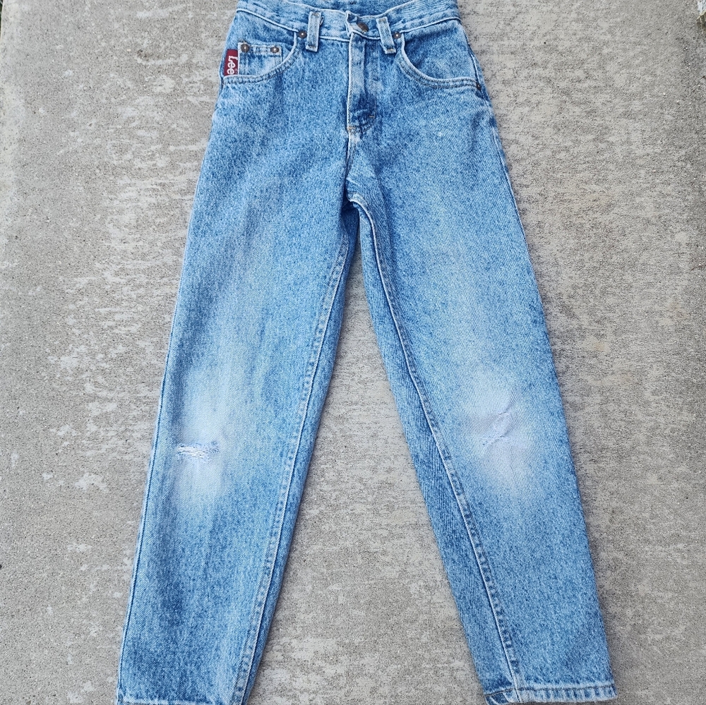 Vintage 80s 90s LEE Kids Blue Light Wash‎ Jeans, Sz 10 Slim